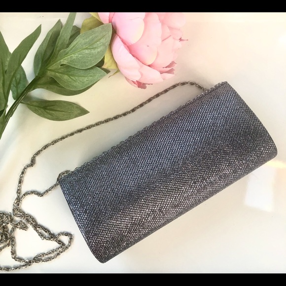 d’Margeaux Gun Metal Clutch with Shoulder Strap - Picture 3 of 6